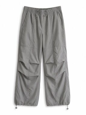 NWT Love Tree Parachute Jogger Pants Women L Light Gray Baggy Wide Leg Y2K